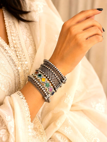 Oxidised Silver Replica Bangles for Women