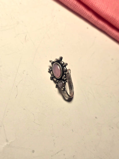 Oxidised Silver Replica Nose pin for Women