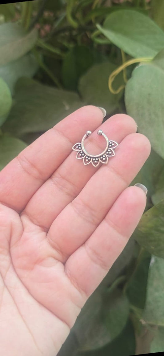 Oxidized Floral Septum Nose Ring