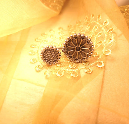 Oxidized Silver Floral Statement Ring