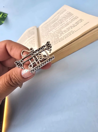 Oxidized Silver Meera Ring with Intricate Traditional Design