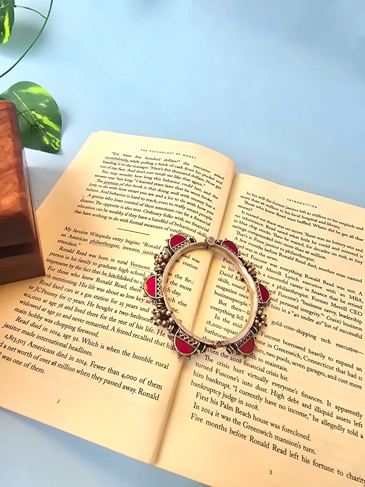 Pink Stone Silver Replica Kada Bangle in pair with Ghungroo Detailing - Ravjyoti