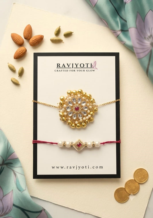 Premium Designer Bhai Bhabhi Rakhi Combo Set