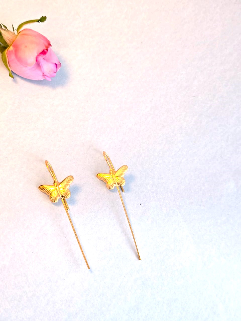 RavJyoti Gold-Toned Butterfly Motif Long Ear Cuffs | Minimal Non-Piercing Elegant Jewellery for Women