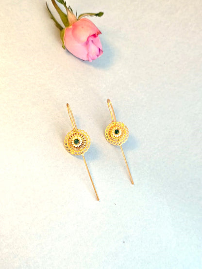 RavJyoti Gold-Toned Floral Stone Long Ear Cuffs | Non-Piercing Elegant Ear Cuffs for Women