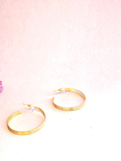 RavJyoti Gold-Toned Classic Hoop Earrings | Minimal Lightweight Everyday & Office Wear Hoops