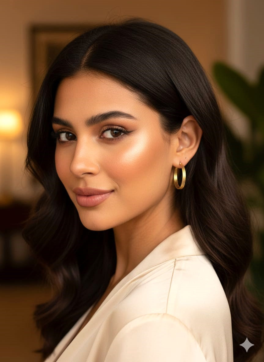 RavJyoti Gold-Toned Classic Hoop Earrings | Minimal Lightweight Everyday & Office Wear Hoops