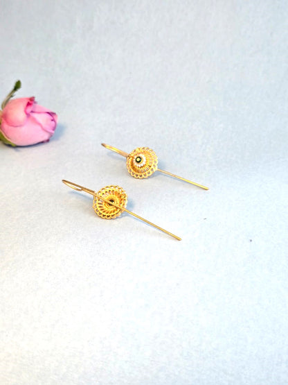 RavJyoti Gold-Toned Floral Stone Long Ear Cuffs | Non-Piercing Elegant Ear Cuffs for Women