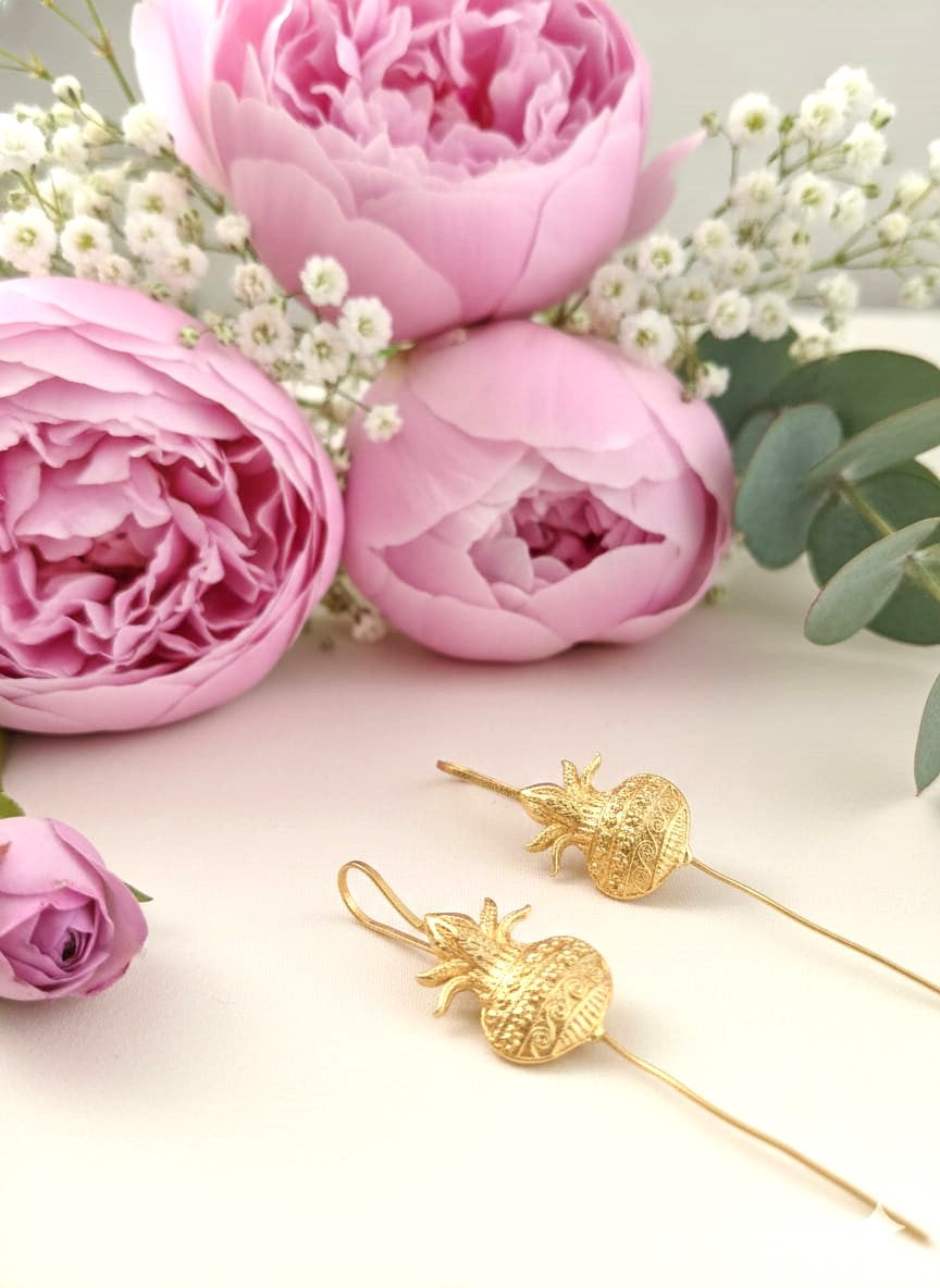 RavJyoti Gold-Toned Kalash Motif Long Ear Cuffs | Non-Piercing Traditional Statement Jewellery for Women