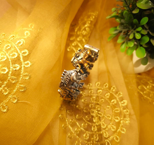 RavJyoti Royal Elephant Heritage Kada in dual tone Single bangle