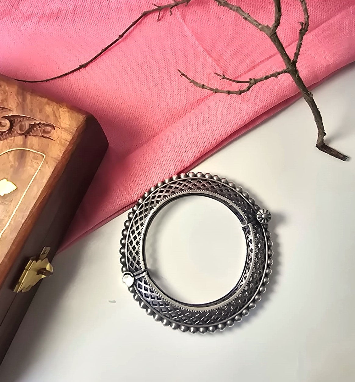 Vintage Oxidized Silver Replica Bangle for Women | RavJyoti Royal Jaal Oxidized Kada (in pair)