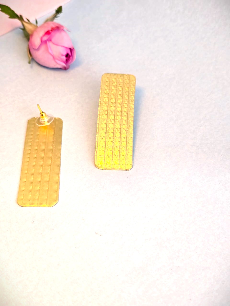 Textured Gold Finish Brass Statement Stud Earrings