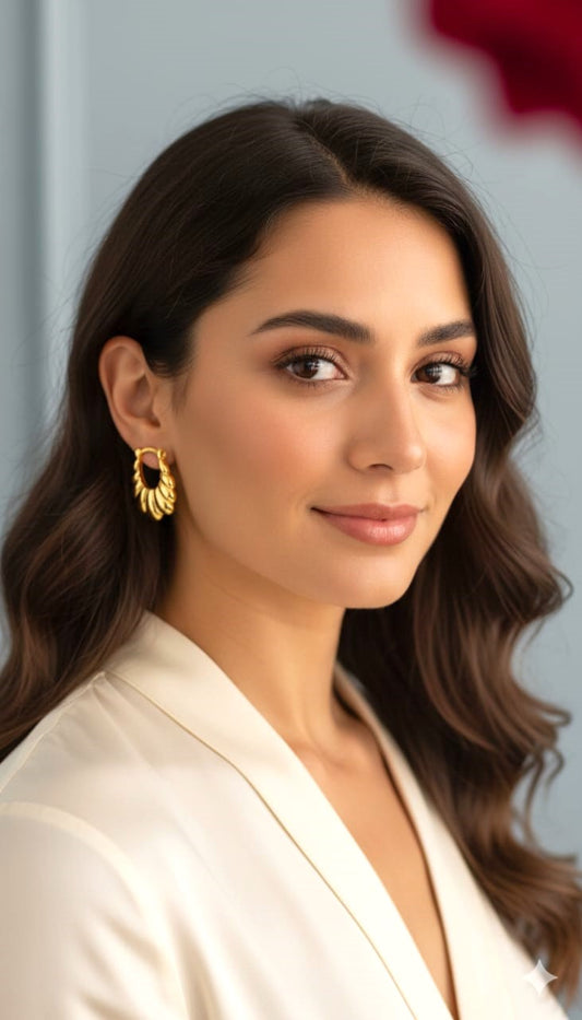 Textured Gold Finish Chunky Hoop Earrings