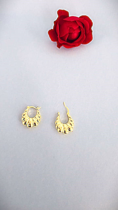 Textured Gold Finish Chunky Hoop Earrings