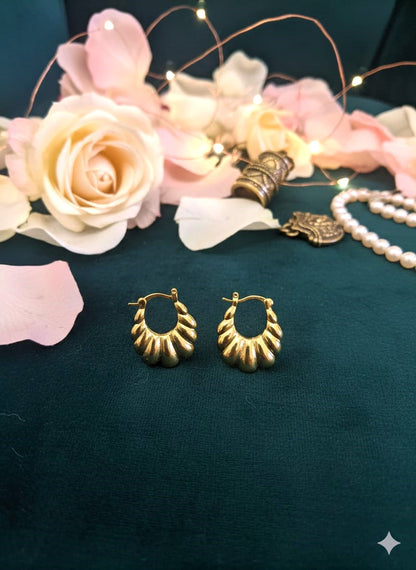 Textured Gold Finish Chunky Hoop Earrings