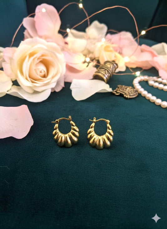 Textured Gold Finish Chunky Hoop Earrings