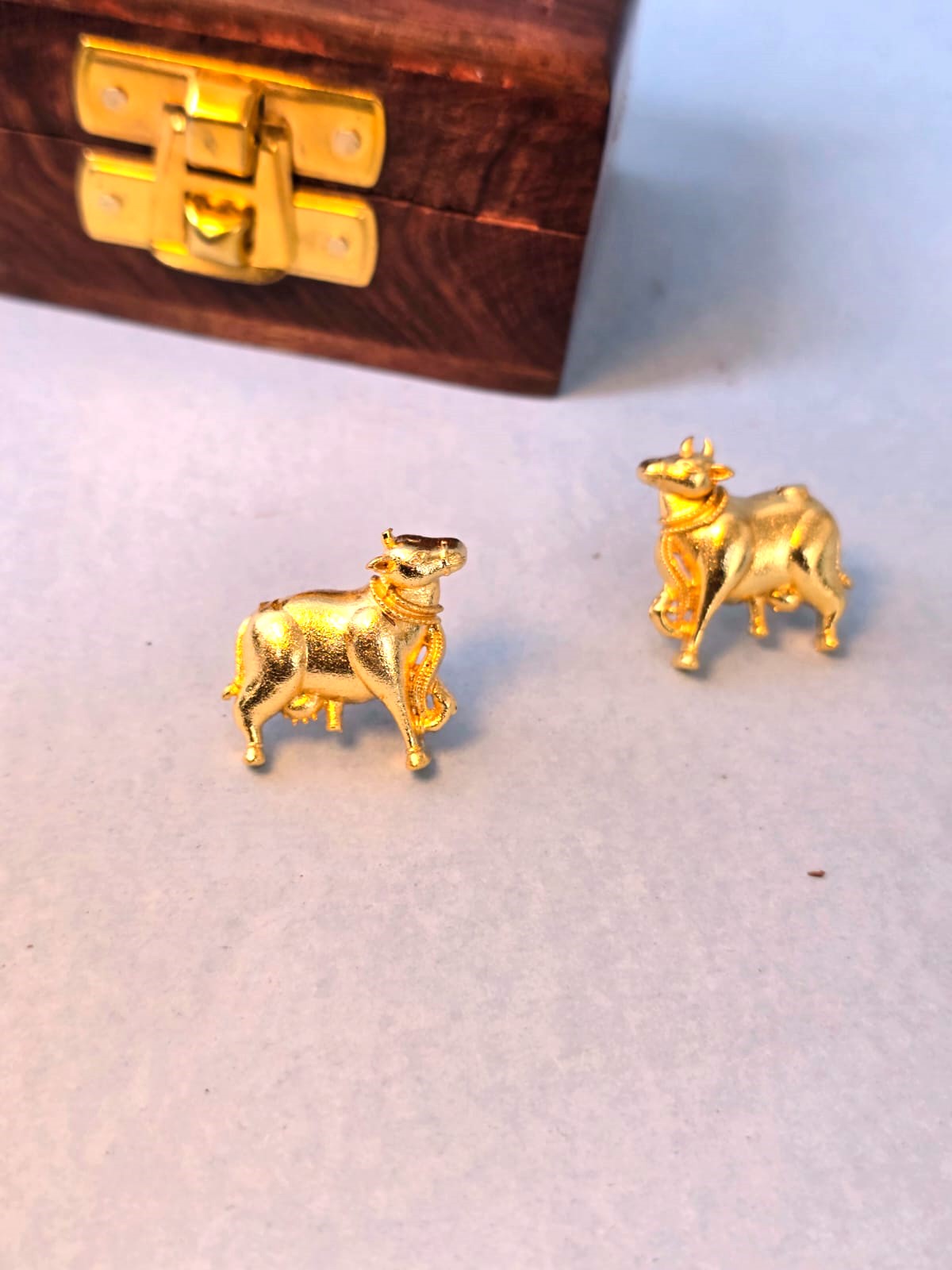 Traditional Gold Bull Stud Earrings for Women | Brass Nandi Motif Ethnic Earrings