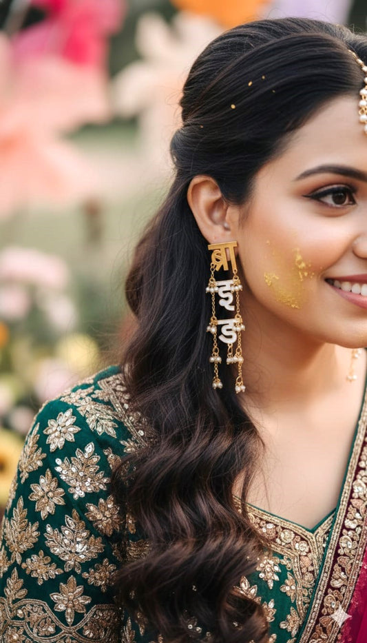 Traditional Gold Plated Bridal Haldi Earrings | Lightweight Statement Earrings for Mehndi & Haldi Ceremony