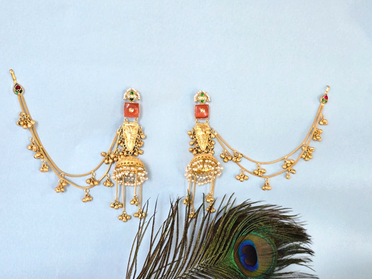 Kashmiri Jhumka Long Earrings for women- Gold polished ethnic jewellery