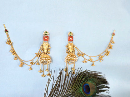 Kashmiri Jhumka Long Earrings for women- Gold polished ethnic jewellery