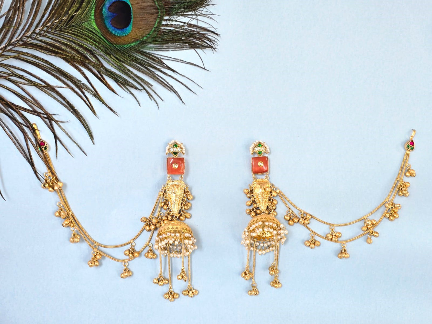 Kashmiri Jhumka Long Earrings for women- Gold polished ethnic jewellery
