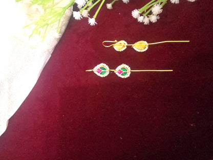 Traditional Kundan Ear Cuff with Pink & Green Stones