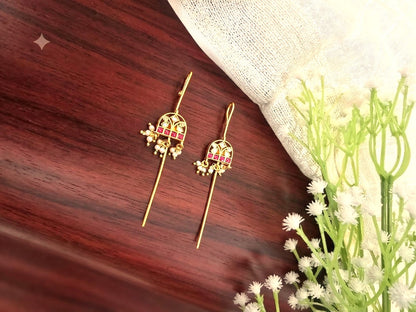 Traditional Kundan Ear Cuff with Pink Stones & Pearl Bead