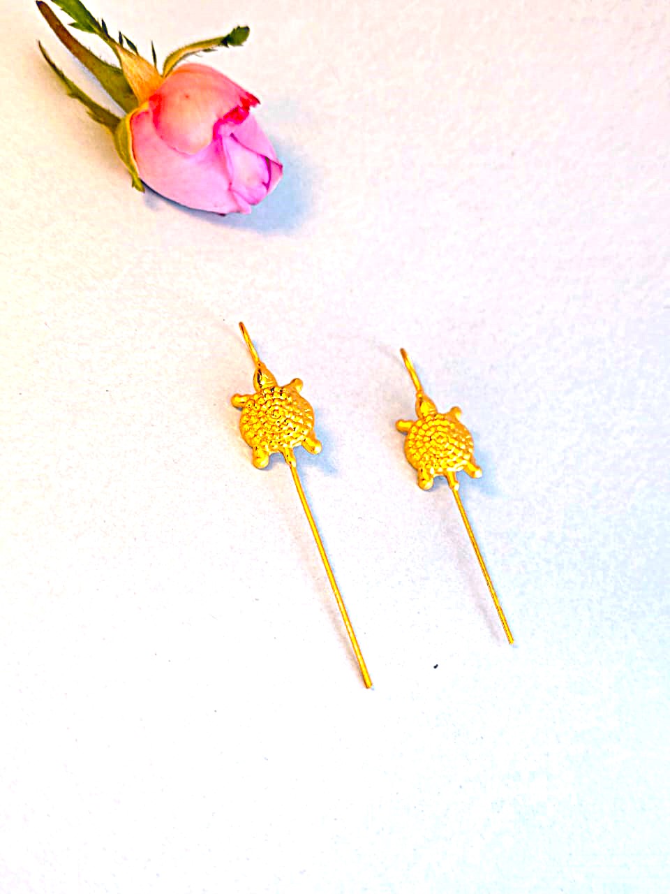 Turtle Motif Brass Ear Cuff Earrings | Lightweight Gold-Tone Non-Pierced Ear Cuffs for Women