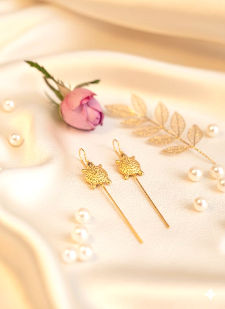 Turtle Motif Brass Ear Cuff Earrings | Lightweight Gold-Tone Non-Pierced Ear Cuffs for Women