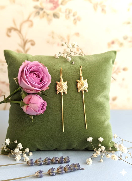 Turtle Motif Brass Ear Cuff Earrings | Lightweight Gold-Tone Non-Pierced Ear Cuffs for Women