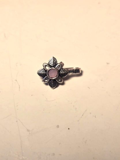 Vintage Floral Pink Stone Nose Pin
