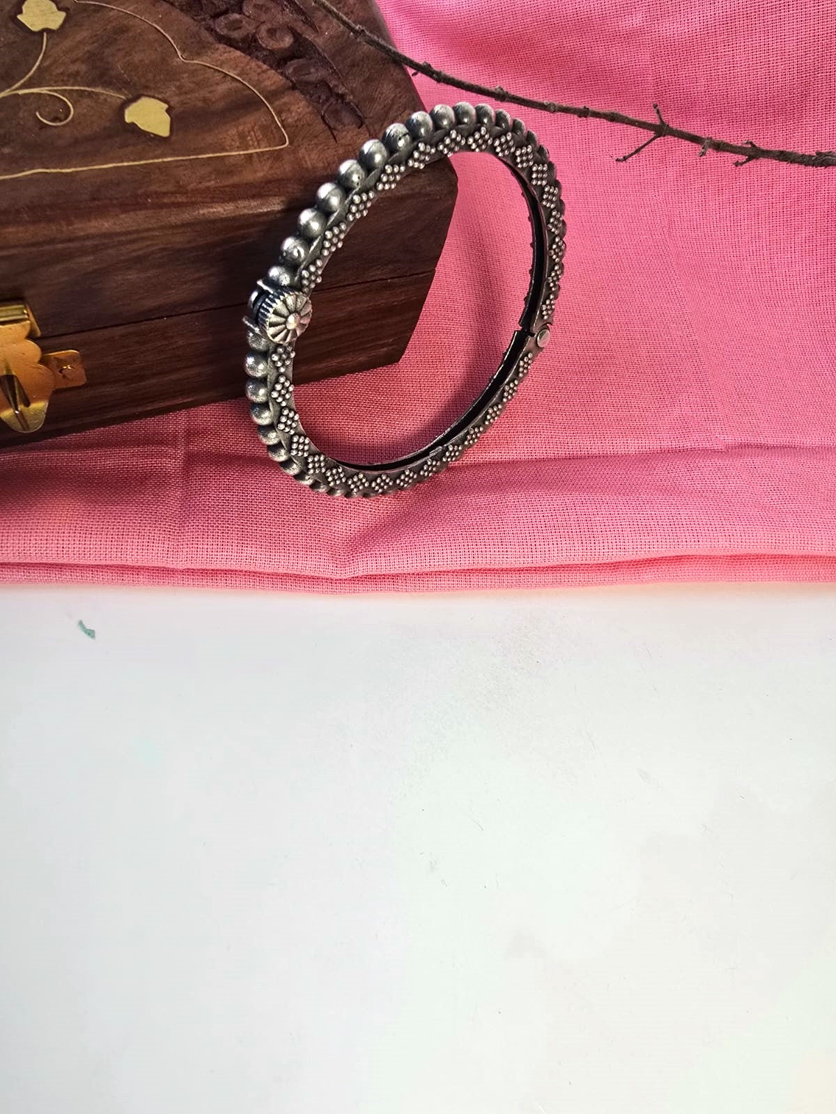Vintage Oxidized Silver Replica Bangle for Women (in pair)