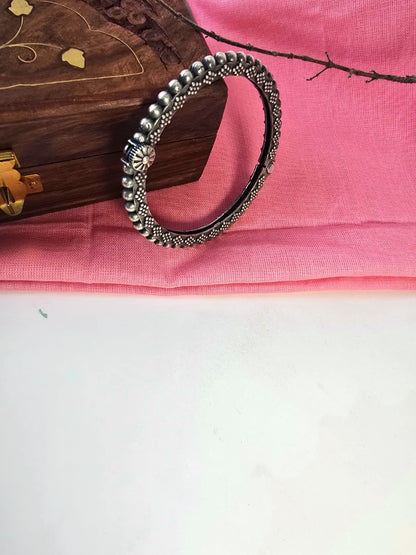 Vintage Oxidized Silver Replica Bangle for Women (in pair)