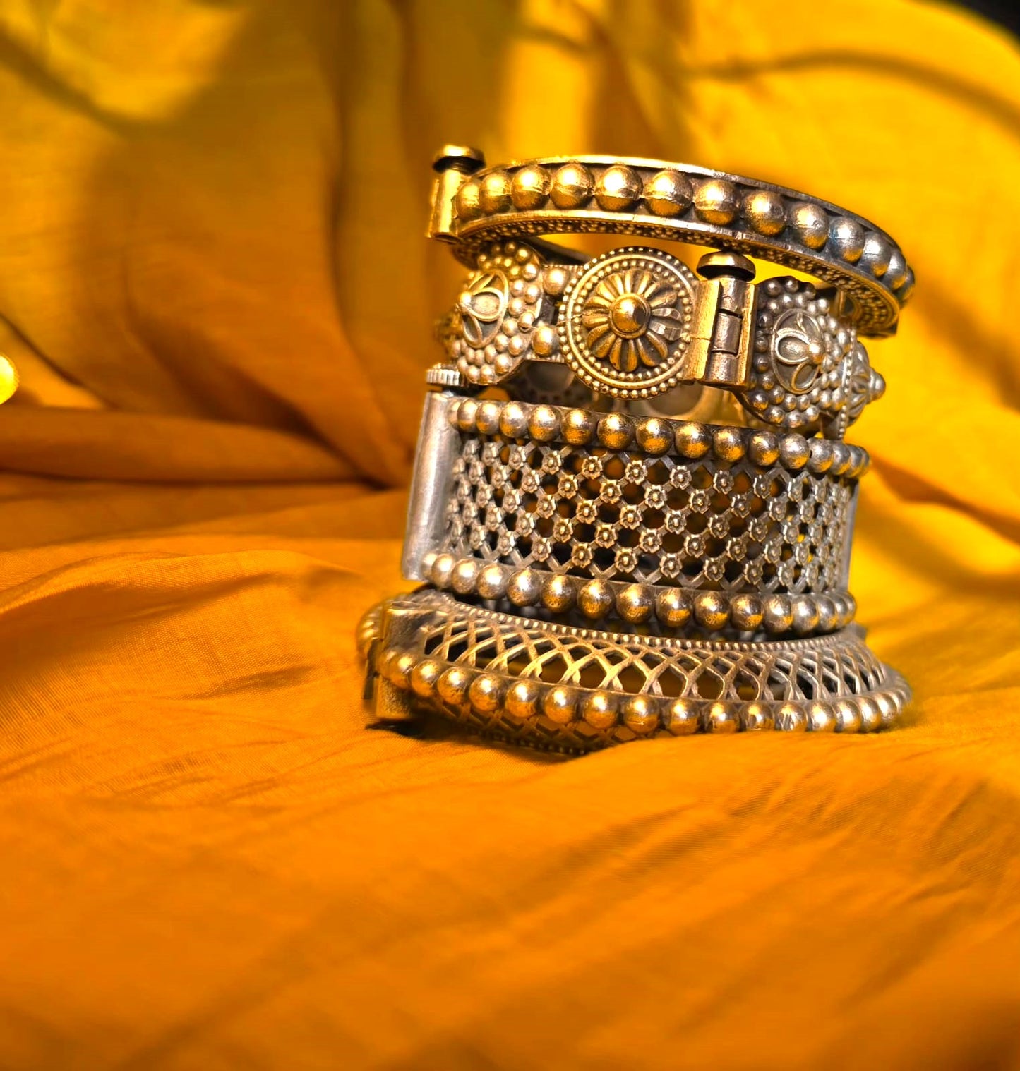 Vintage Tribal Statement Kada Set for Women – Oxidised Silver Replica Bangles
