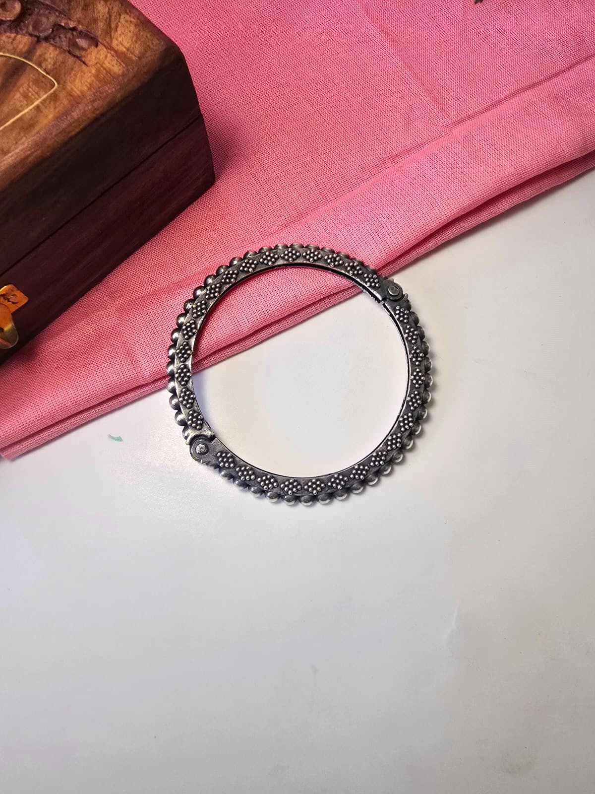 Vintage Oxidized Silver Replica Bangle for Women (in pair)