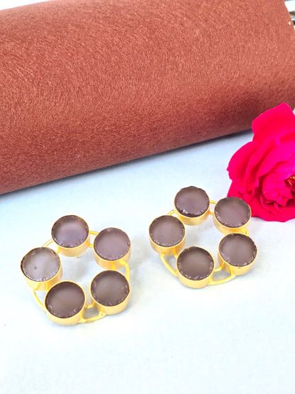 gold-plated circular stud earrings