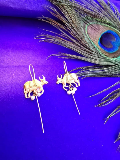 unique bull motif long drop earrings, Ear Cuffs