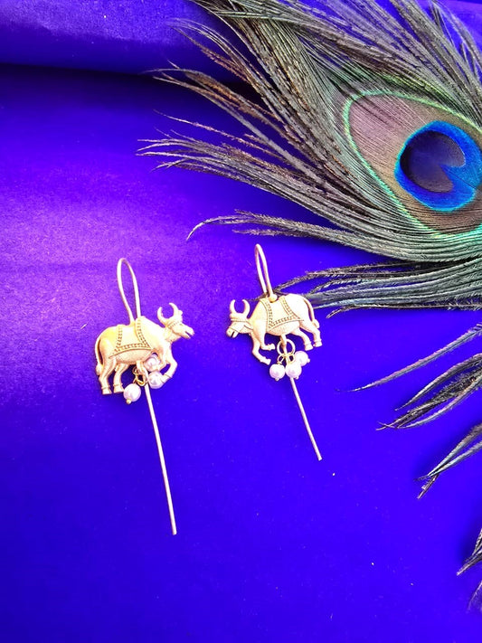 unique bull motif long drop earrings, Ear Cuffs