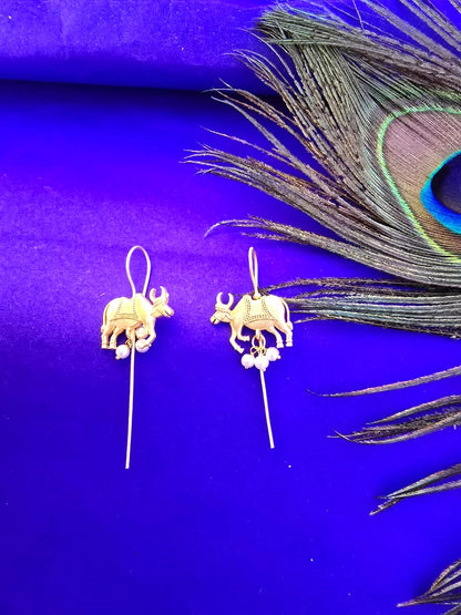 unique bull motif long drop earrings, Ear Cuffs