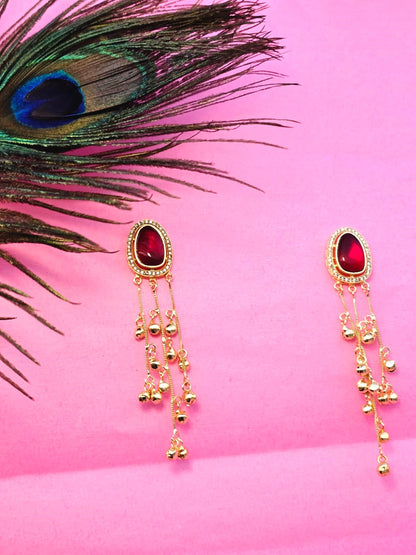 elegant Kashmiri-style long drop earrings