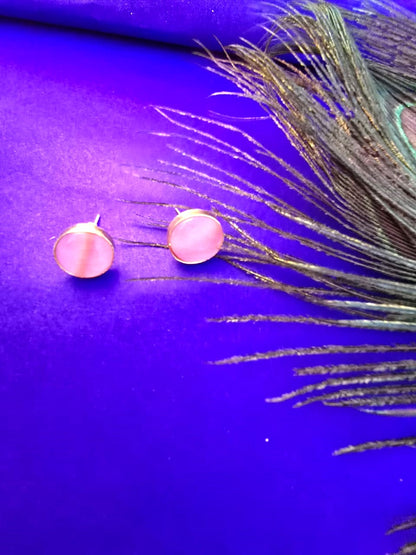 elegant pink stone stud earrings
