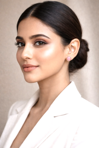 elegant pink stone stud earrings