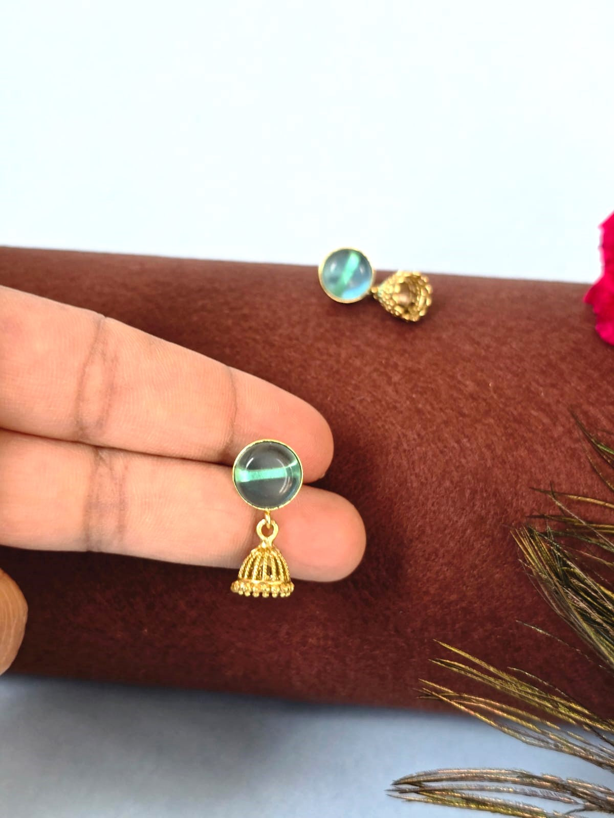 gold-plated jhumki drop earrings
