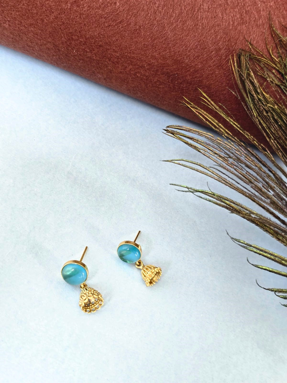gold-plated jhumki drop earrings
