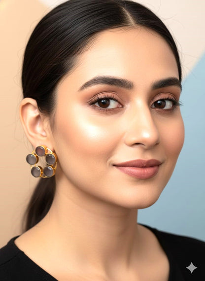 gold-plated circular stud earrings