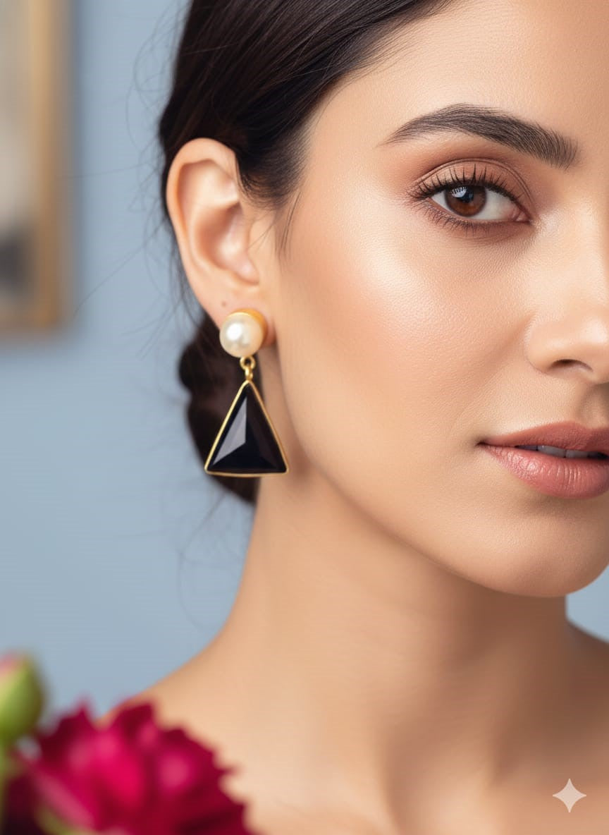 gold-plated geometric drop earring