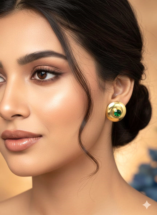 gold-plated round stud earrings