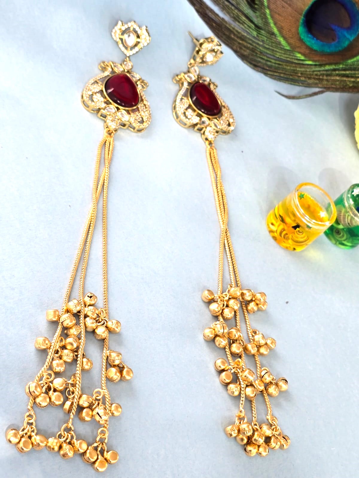 Kashmiri-inspired long drop earrings