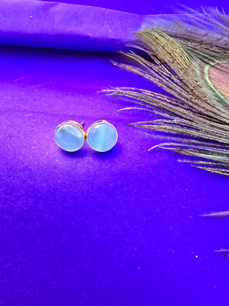 pastel blue stone stud earrings