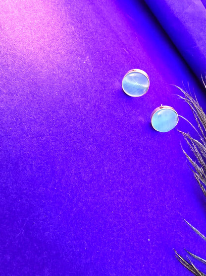 pastel blue stone stud earrings